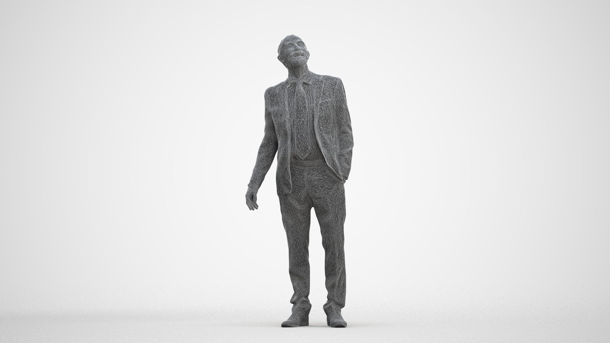3D people model senior man business, scanned human for 3ds Max rendering, three-quarter front view render