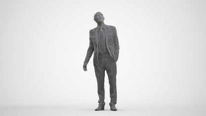 3D people model senior man business, scanned human for 3ds Max rendering, three-quarter front view render