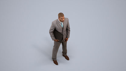 scanned 3D man business, photogrammetry people for Enscape and V-Ray, back view render