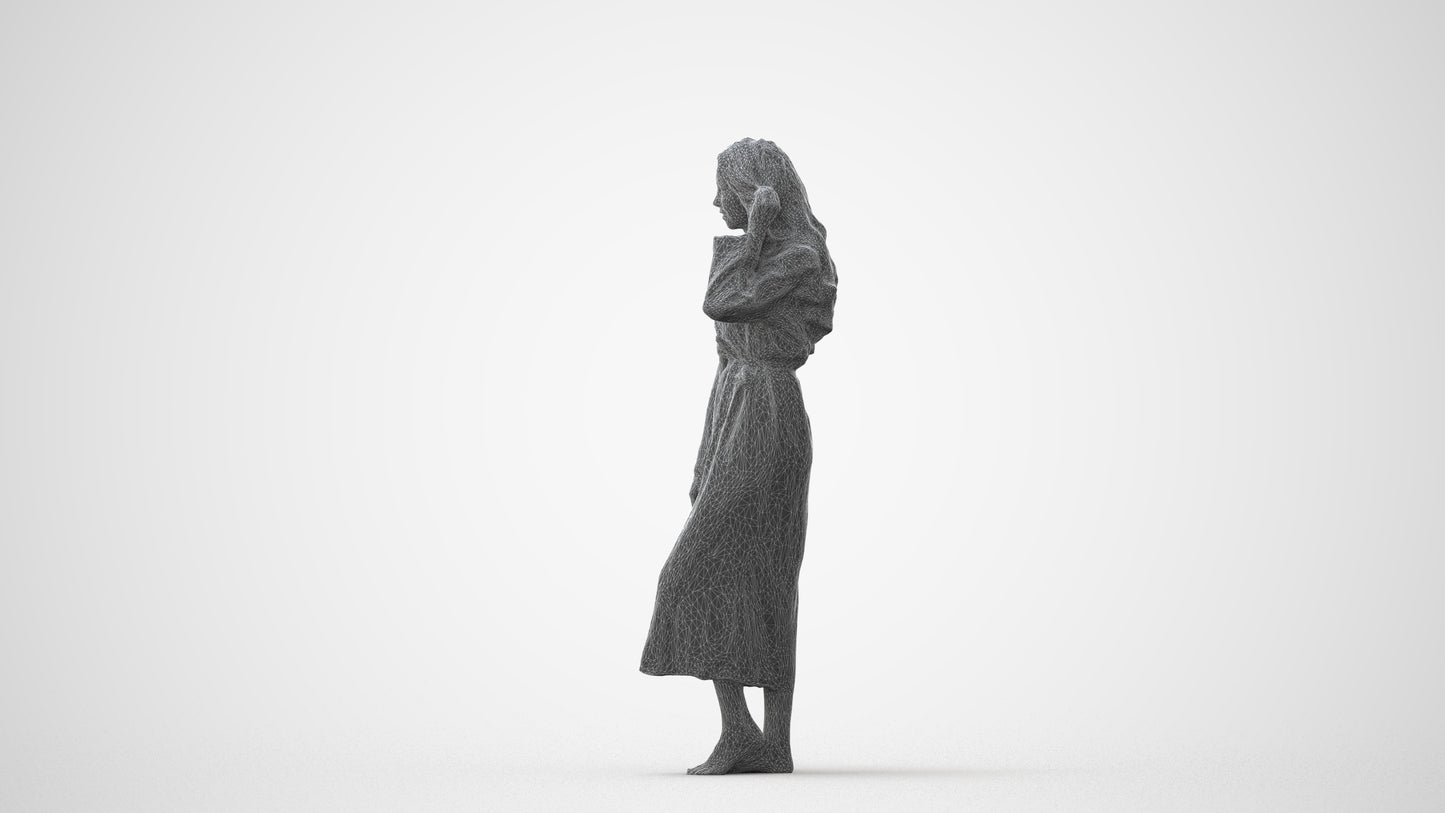 3D people model woman business standing, scanned human for 3ds Max rendering, square thumbnail