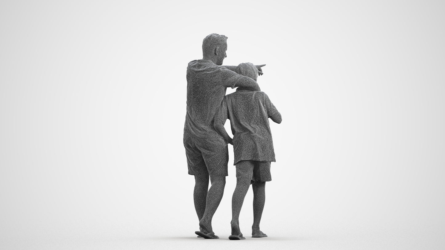 photogrammetry 3D boy kids, realistic human model archviz FBX, wireframe front view