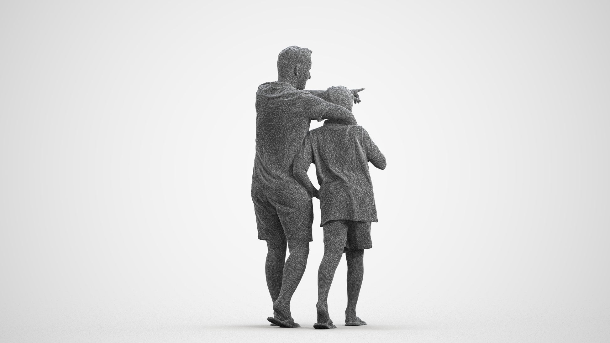photogrammetry 3D boy kids, realistic human model archviz FBX, wireframe front view