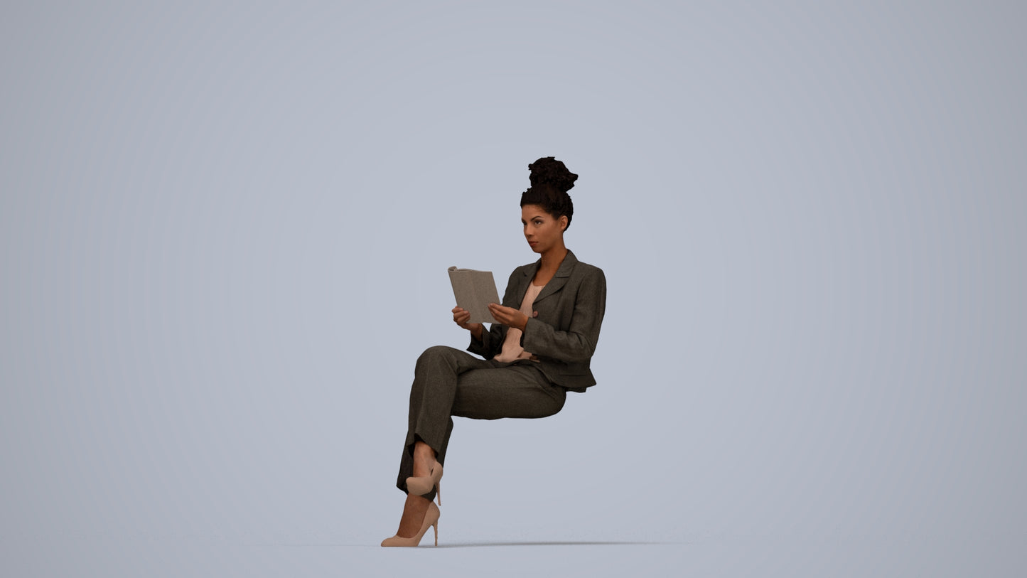 3D scanned woman business, photorealistic archviz people for Enscape and SketchUp, top-down view render
