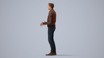 realistic 3D man casual business, scanned archviz people for Blender and 3ds Max, three-quarter view render