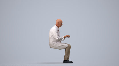 scanned 3D senior man medical, photogrammetry people for Enscape and V-Ray, side view render