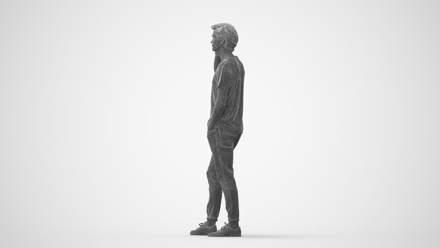 photogrammetry 3D man casual standing, realistic human model archviz FBX, square thumbnail