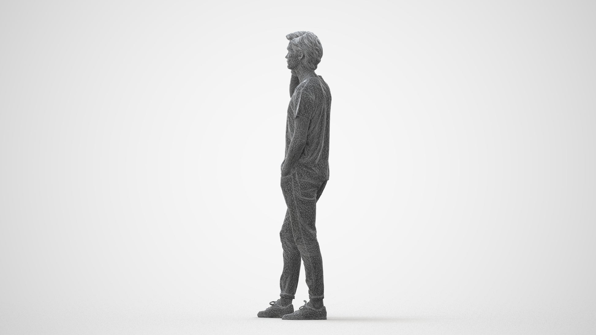 photogrammetry 3D man casual standing, realistic human model archviz FBX, square thumbnail