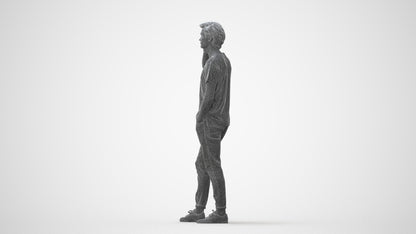 photogrammetry 3D man casual standing, realistic human model archviz FBX, square thumbnail