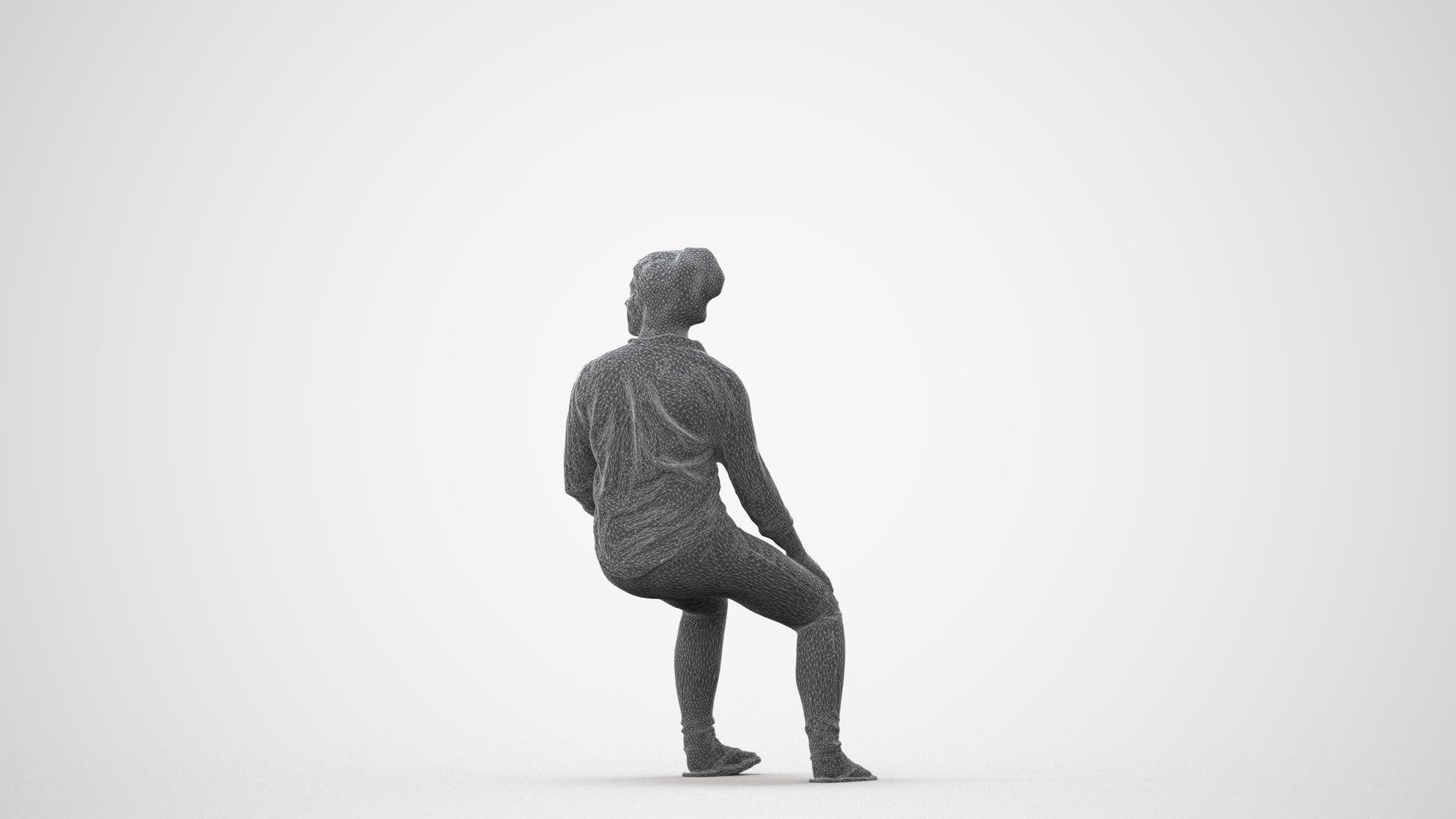 photogrammetry 3D woman casual sitting, realistic human model archviz FBX, square thumbnail