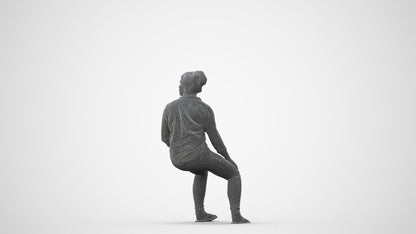 photogrammetry 3D woman casual sitting, realistic human model archviz FBX, square thumbnail