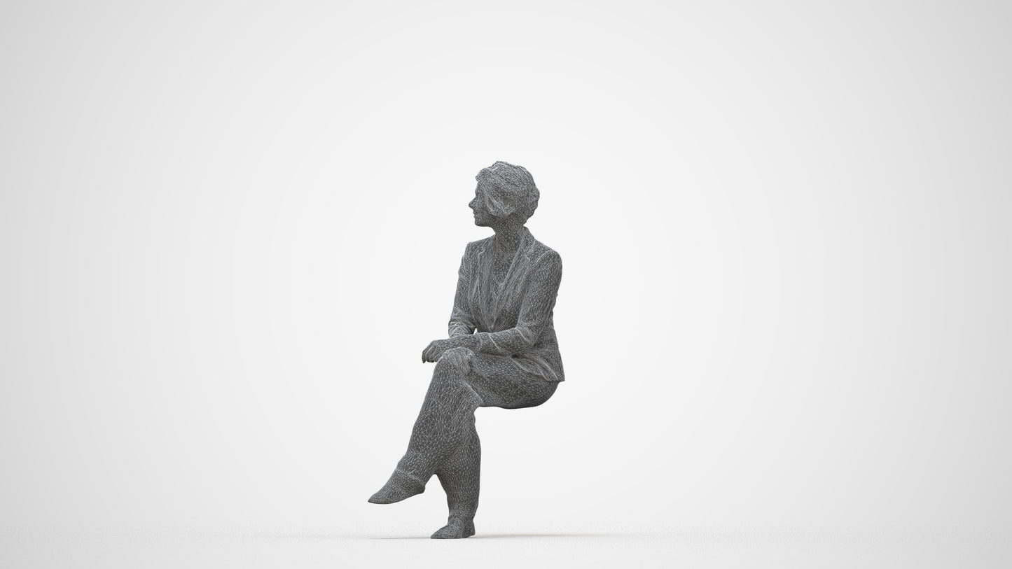 photogrammetry 3D woman business, realistic human model archviz FBX, wireframe back view