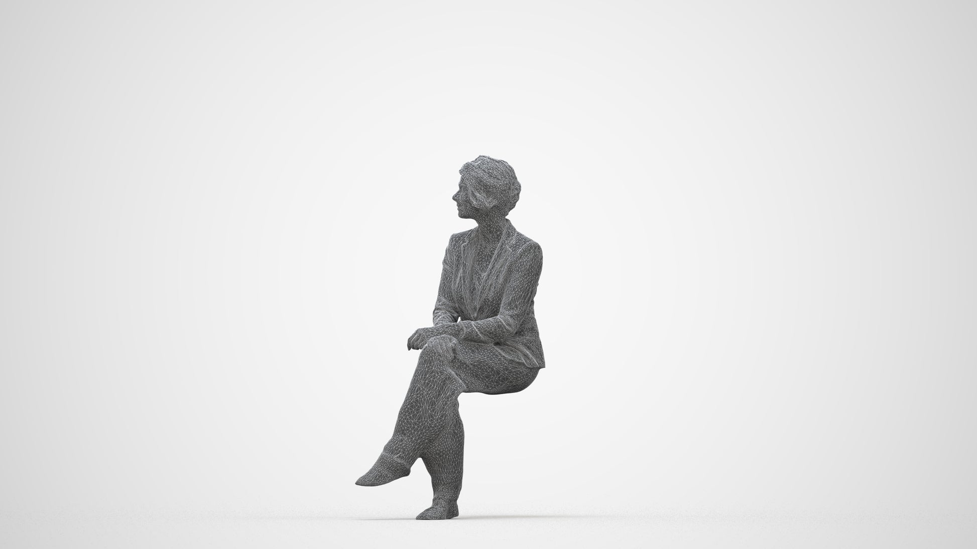 photogrammetry 3D woman business, realistic human model archviz FBX, wireframe back view