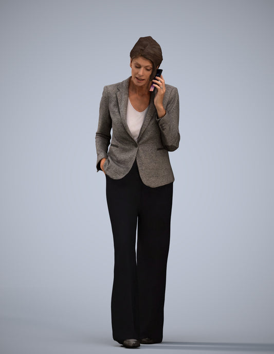 3D human model woman business, photogrammetry scanned person for archviz