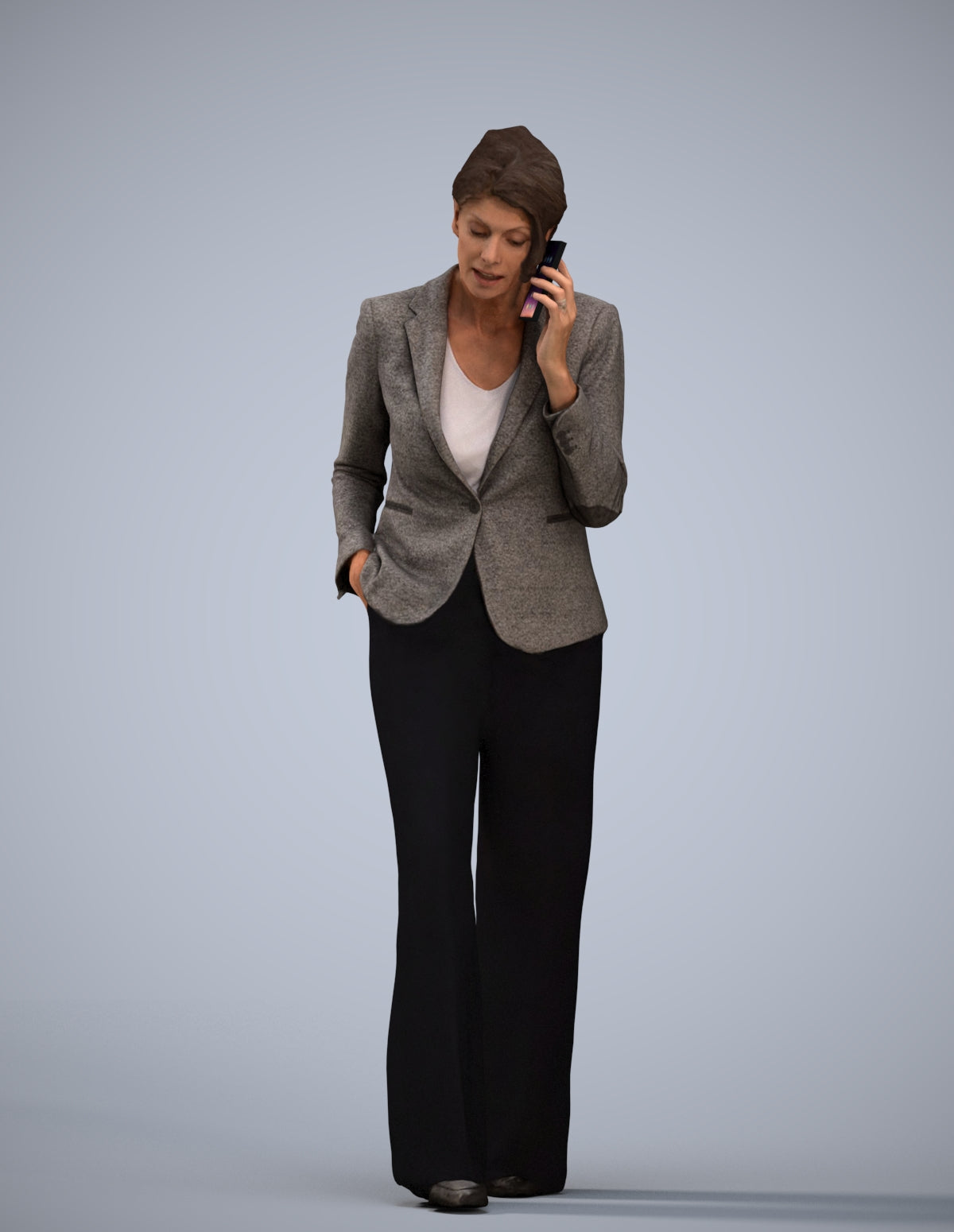 3D human model woman business, photogrammetry scanned person for archviz
