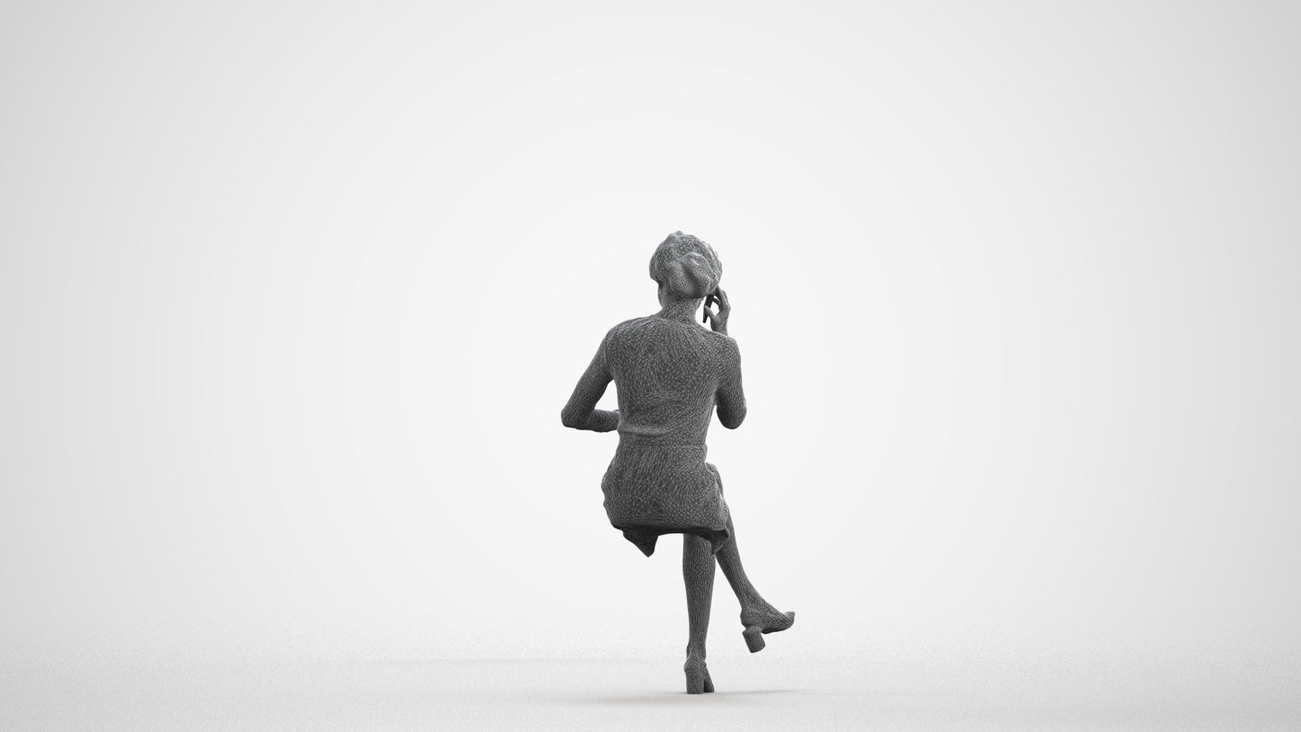 photogrammetry 3D woman casual business, realistic human model archviz FBX, wireframe front view