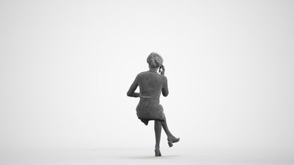 photogrammetry 3D woman casual business, realistic human model archviz FBX, wireframe front view