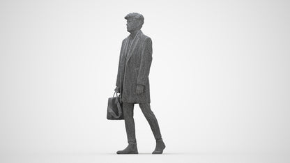 realistic 3D human man business walking, archviz people FBX OBJ for Blender, wireframe back view