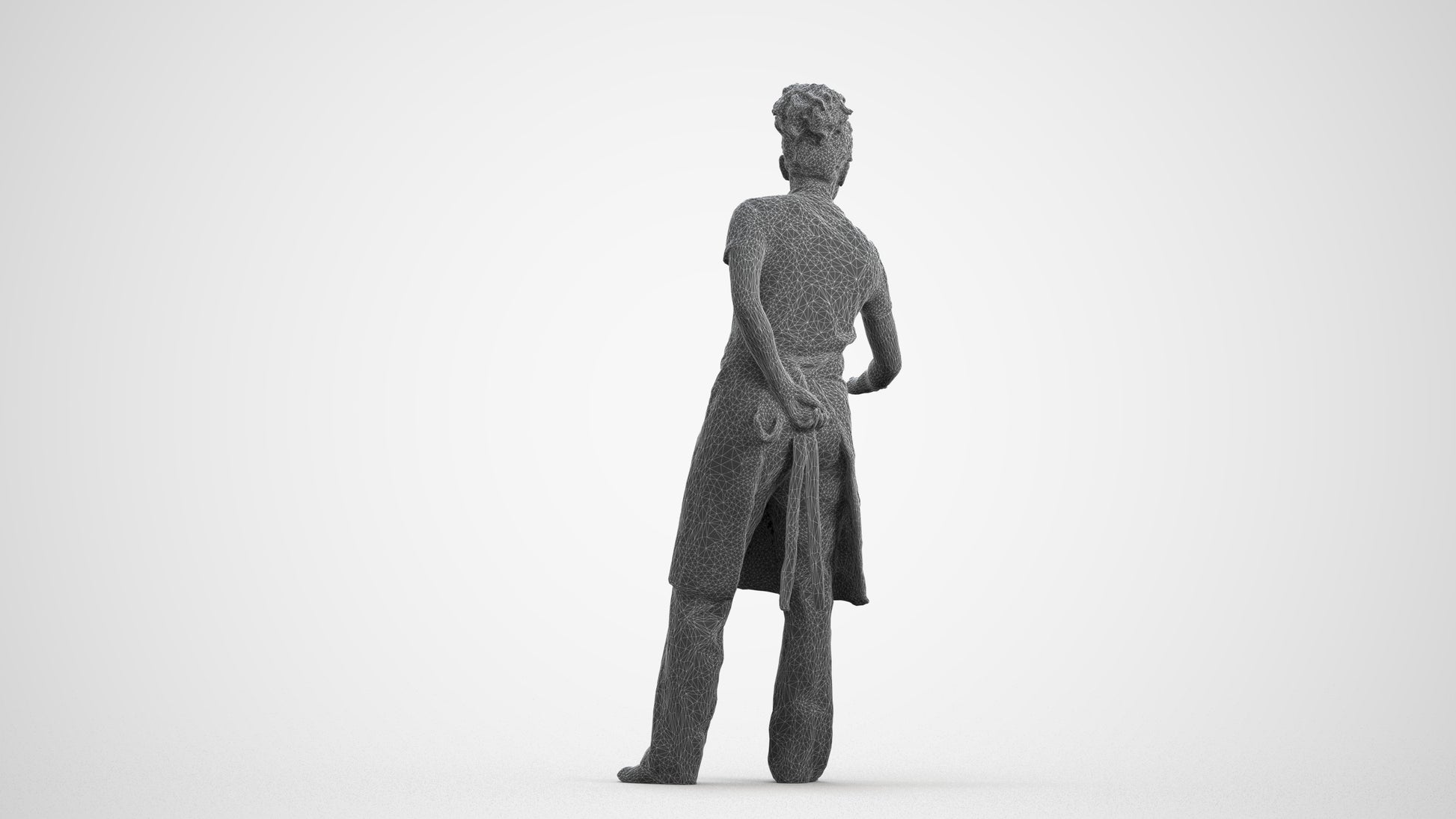 realistic 3D people woman hospitality, render-ready for V-Ray and Corona, FBX OBJ, wireframe front view