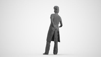 realistic 3D people woman hospitality, render-ready for V-Ray and Corona, FBX OBJ, wireframe front view