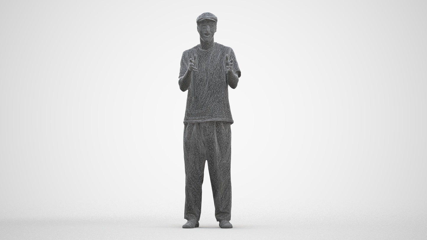 3D people model man casual standing, scanned human for 3ds Max rendering, three-quarter front view render