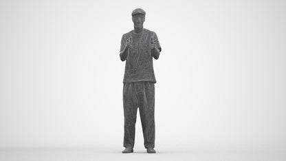 3D people model man casual standing, scanned human for 3ds Max rendering, three-quarter front view render