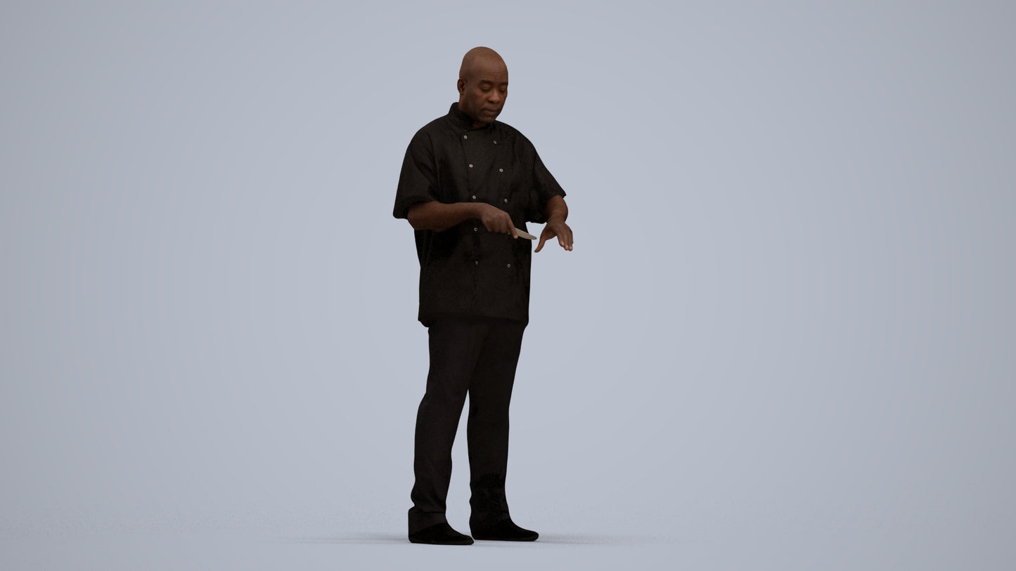 3D scanned man hospitality, photorealistic archviz people for Enscape and SketchUp, standing pose render