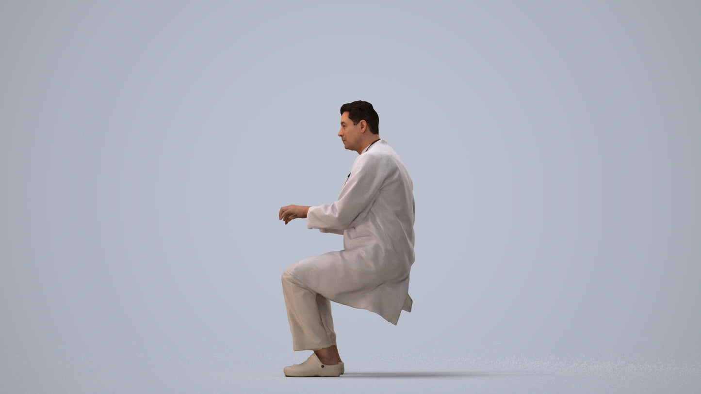 photogrammetry 3D man medical, realistic human model archviz FBX, three-quarter view render