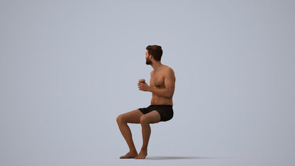 scanned 3D man pool, photogrammetry people for Enscape and V-Ray, three-quarter view render