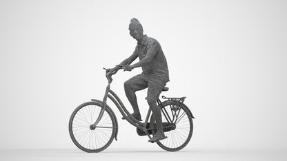 photogrammetry 3D man casual cycling, realistic human model archviz FBX, wireframe back view