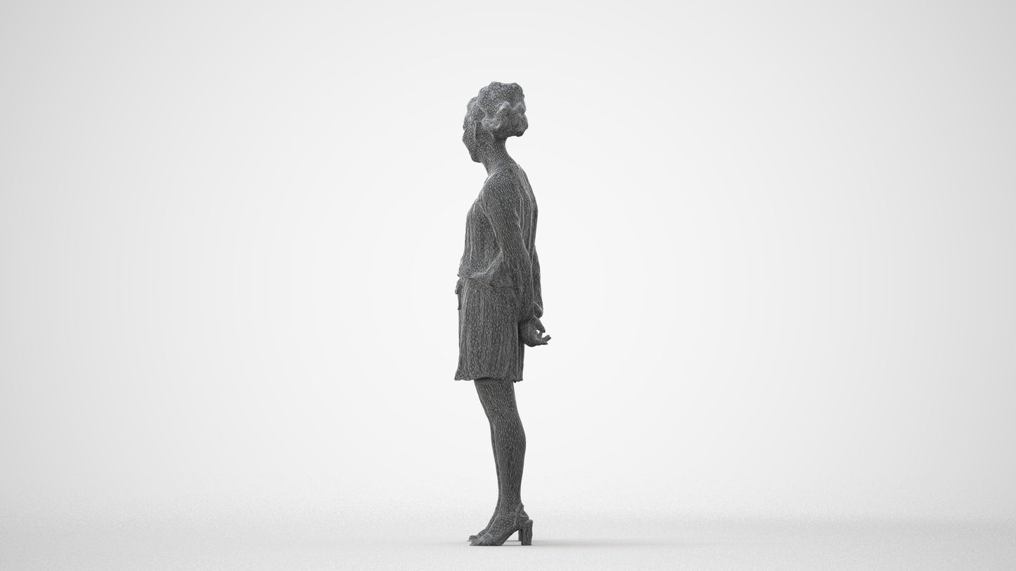 3D people model woman casual standing, scanned human for 3ds Max rendering, square thumbnail