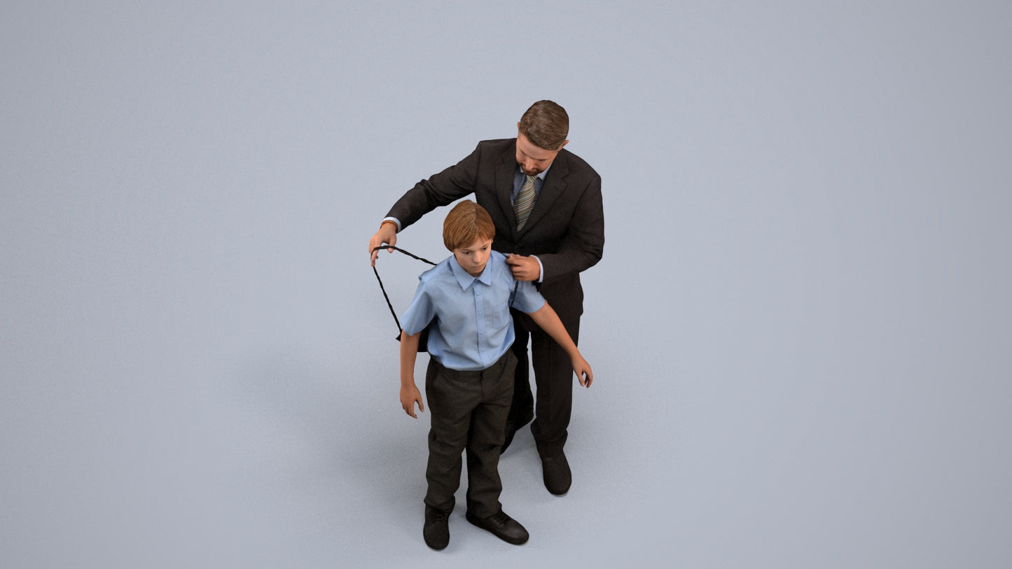 3D people model girl kids, scanned human for 3ds Max rendering, back view render