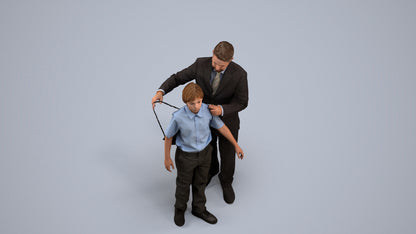 3D people model girl kids, scanned human for 3ds Max rendering, back view render