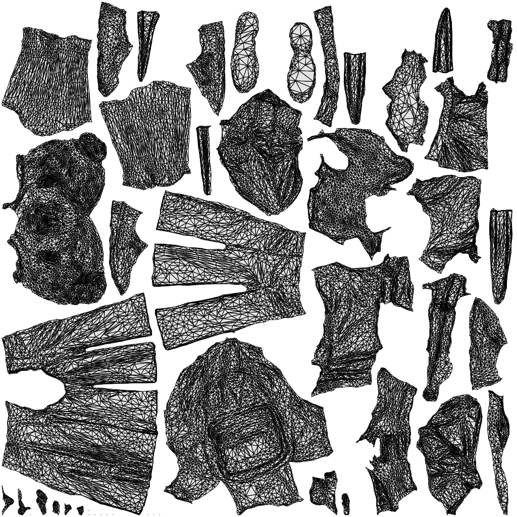 scanned 3D girl kids, photogrammetry people for Enscape and V-Ray, wireframe top-down view