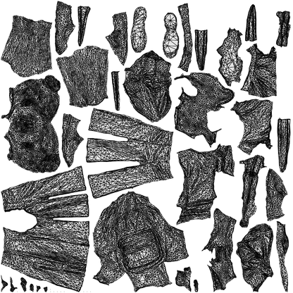 scanned 3D girl kids, photogrammetry people for Enscape and V-Ray, wireframe top-down view