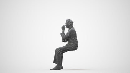 realistic 3D man business sitting, scanned archviz people for Blender and 3ds Max, square thumbnail