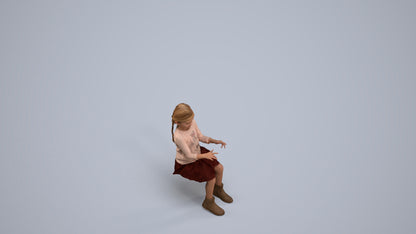 3D people model girl casual kids, scanned human for 3ds Max rendering, back view render