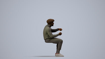 3D scanned man sitting casual, photorealistic archviz people for Enscape and SketchUp, side view render