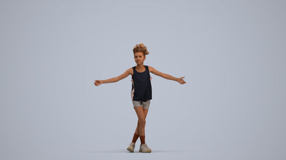 realistic 3D people girl sport kids, render-ready for V-Ray and Corona, FBX OBJ, standing pose render