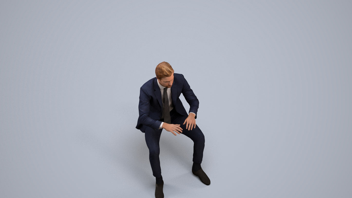 3D scanned man business, photorealistic archviz people for Enscape and SketchUp, back view render