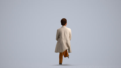 realistic 3D woman business sitting, scanned archviz people for Blender and 3ds Max, front view render