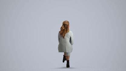 3D scanned woman business, photorealistic archviz people for Enscape and SketchUp, front view render