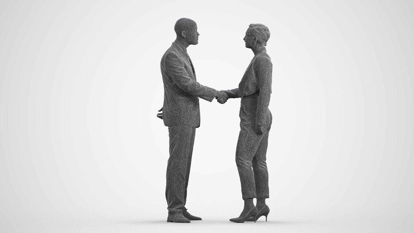 3D scanned woman business, photorealistic archviz people for Enscape and SketchUp, wireframe front view