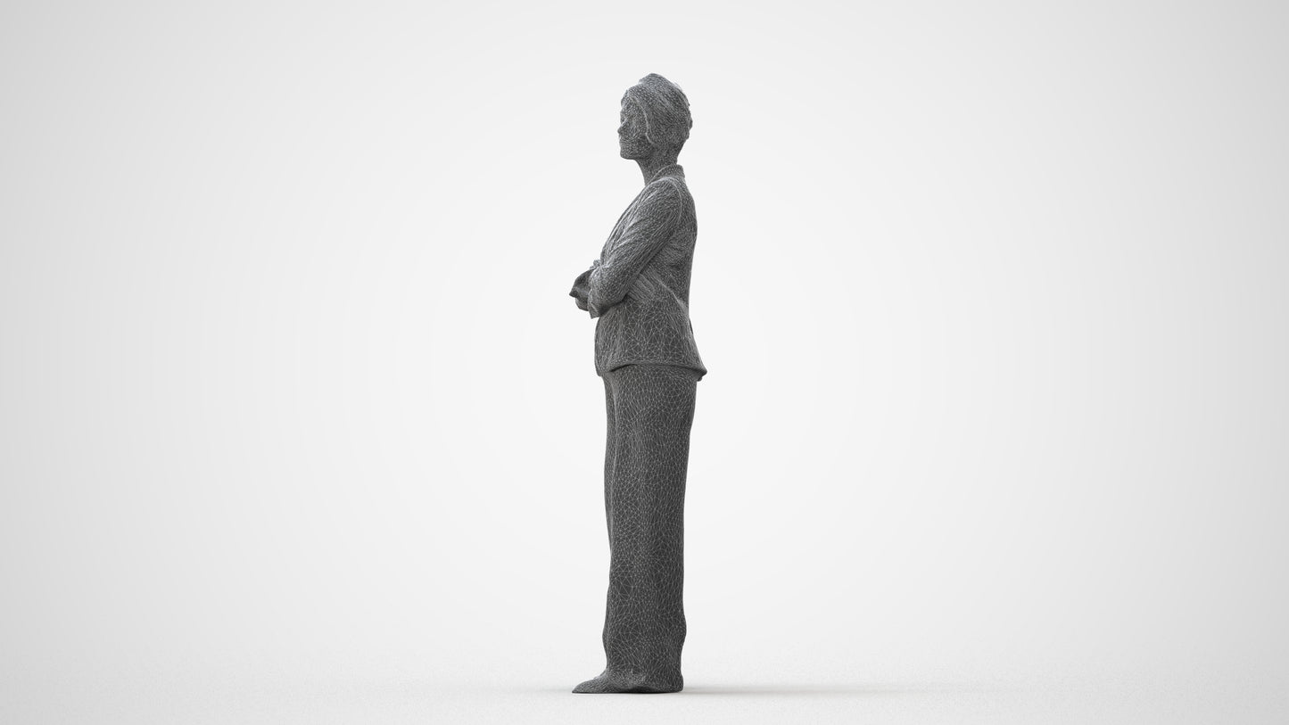 3D human model woman business, photogrammetry scanned person for archviz, square thumbnail