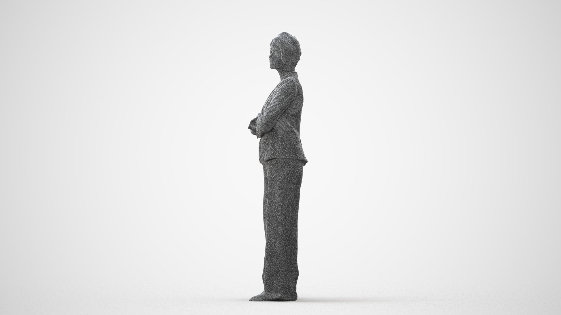 3D human model woman business, photogrammetry scanned person for archviz, square thumbnail
