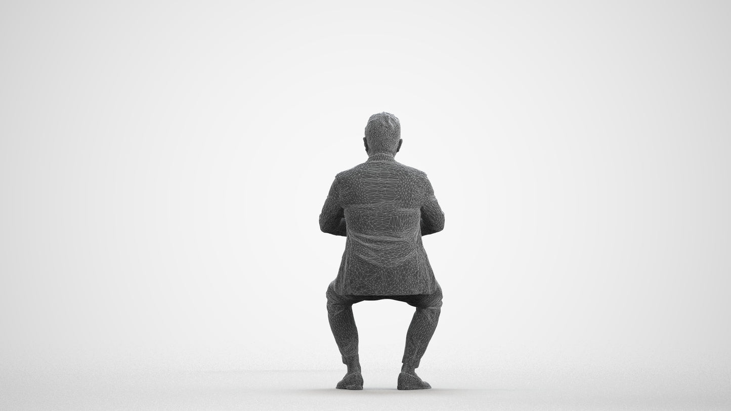 photogrammetry 3D man business, realistic human model archviz FBX, wireframe front view