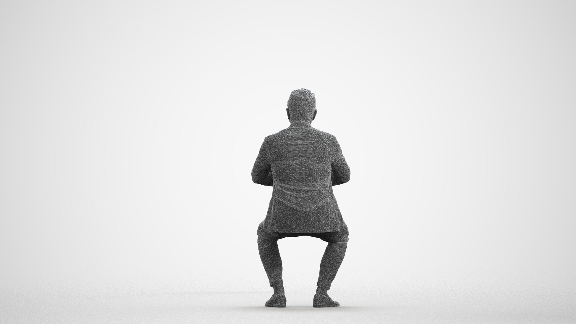 photogrammetry 3D man business, realistic human model archviz FBX, wireframe front view