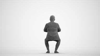 photogrammetry 3D man business, realistic human model archviz FBX, wireframe front view