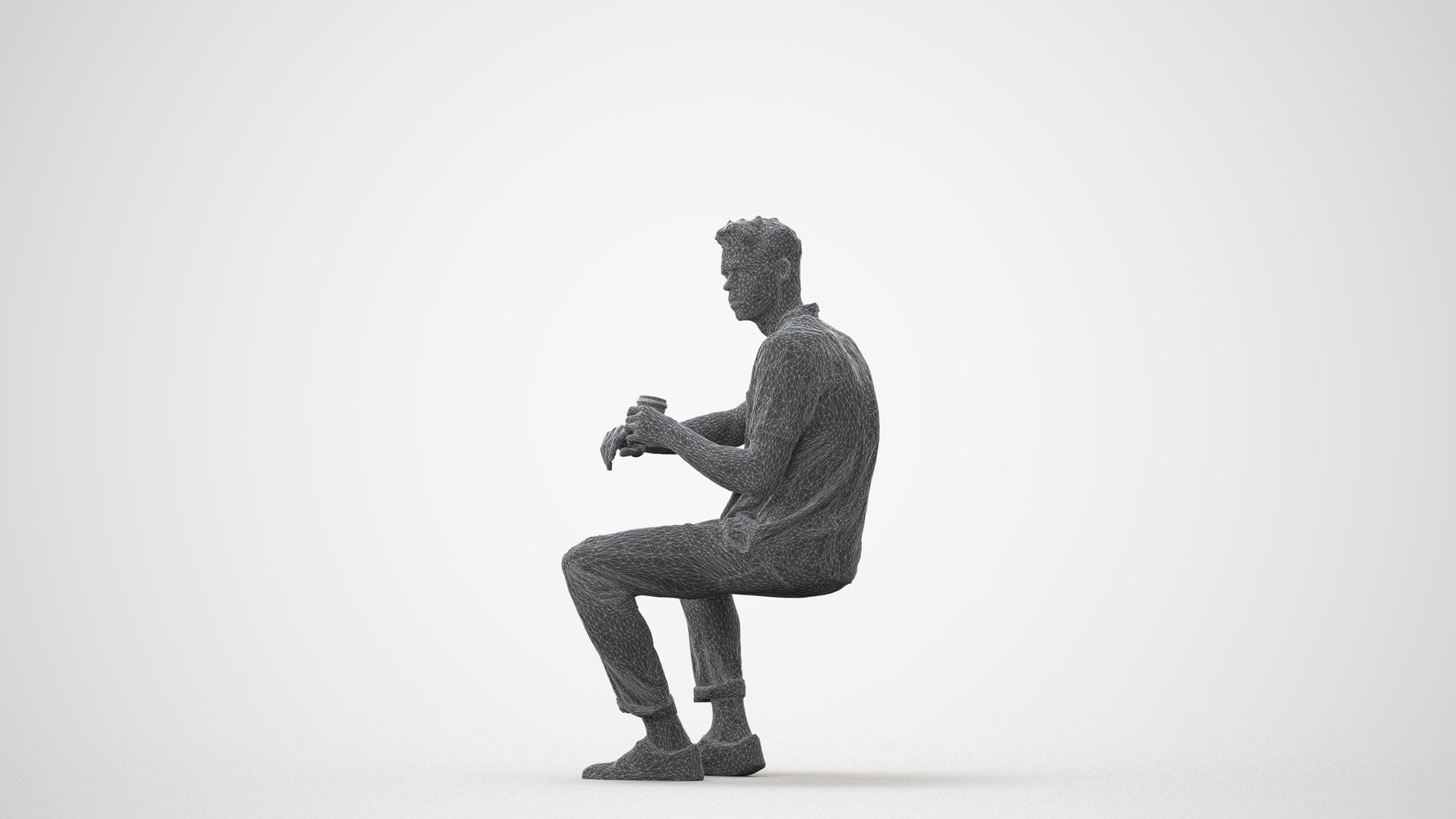 3D people model man casual sitting, scanned human for 3ds Max rendering, square thumbnail