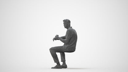 3D people model man casual sitting, scanned human for 3ds Max rendering, square thumbnail