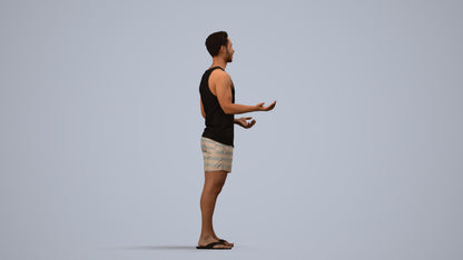 realistic 3D human man casual standing, archviz people FBX OBJ for Blender, side view render